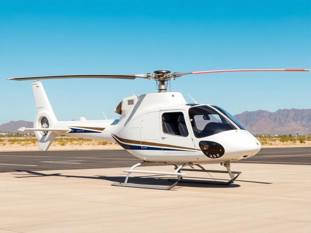 Robinson R22 Beta II helicopter, registration N522RM, on the ramp