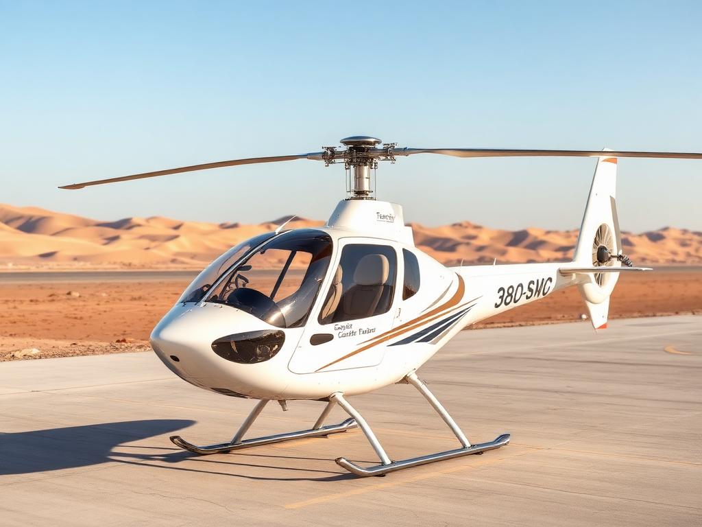 Guimbal Cabri G2 helicopter, registration N290RM, on the ramp